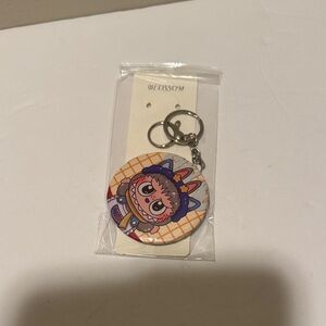 Labubu Double-Sided Mirror/Keychain/Purse Charm with Blue and Orange Accents
